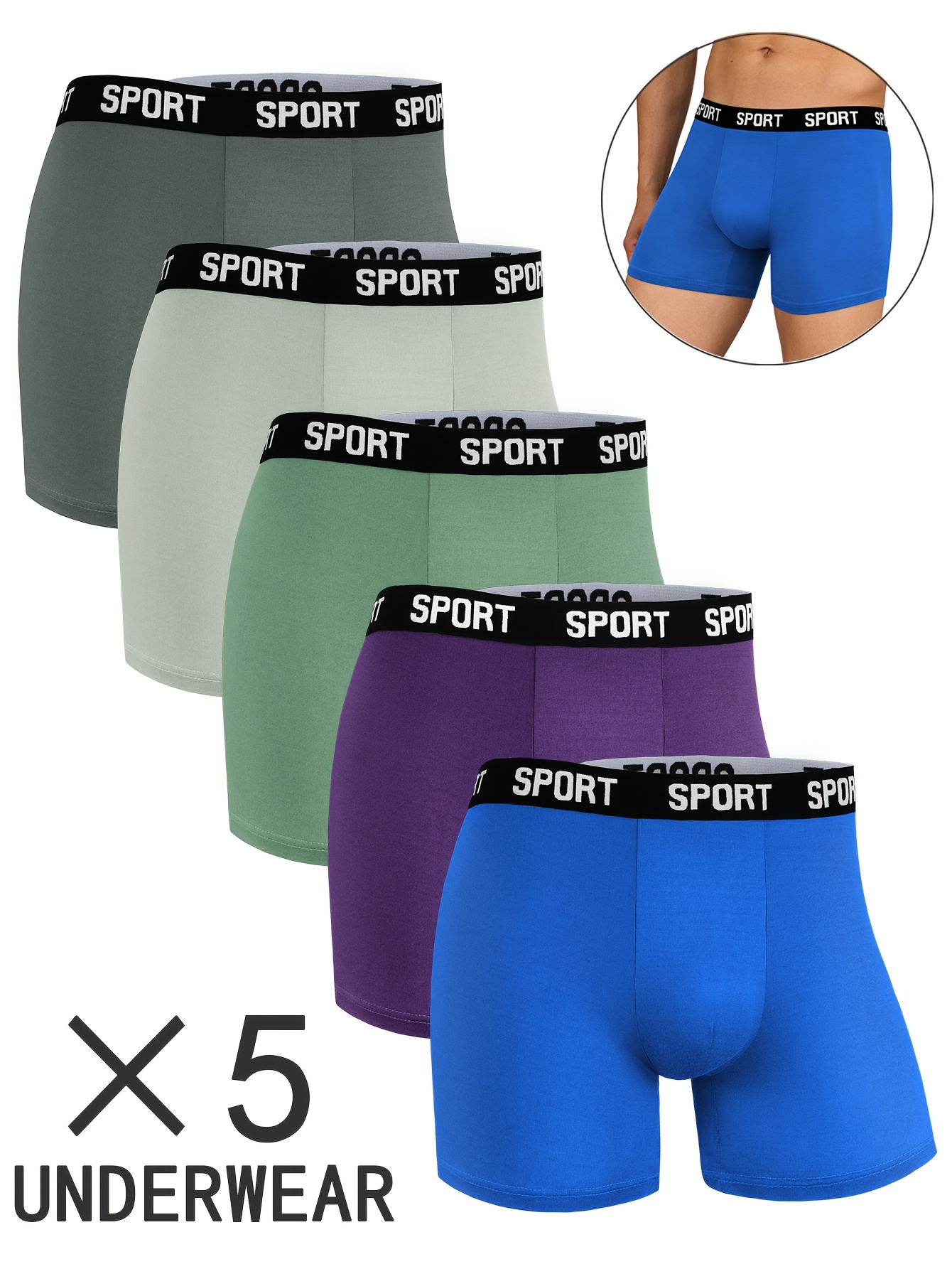 5pcs mens solid color   underwear suitable for daily wear and exercise fitness of male   comfortable and   fitting mens long underwear mens underwear