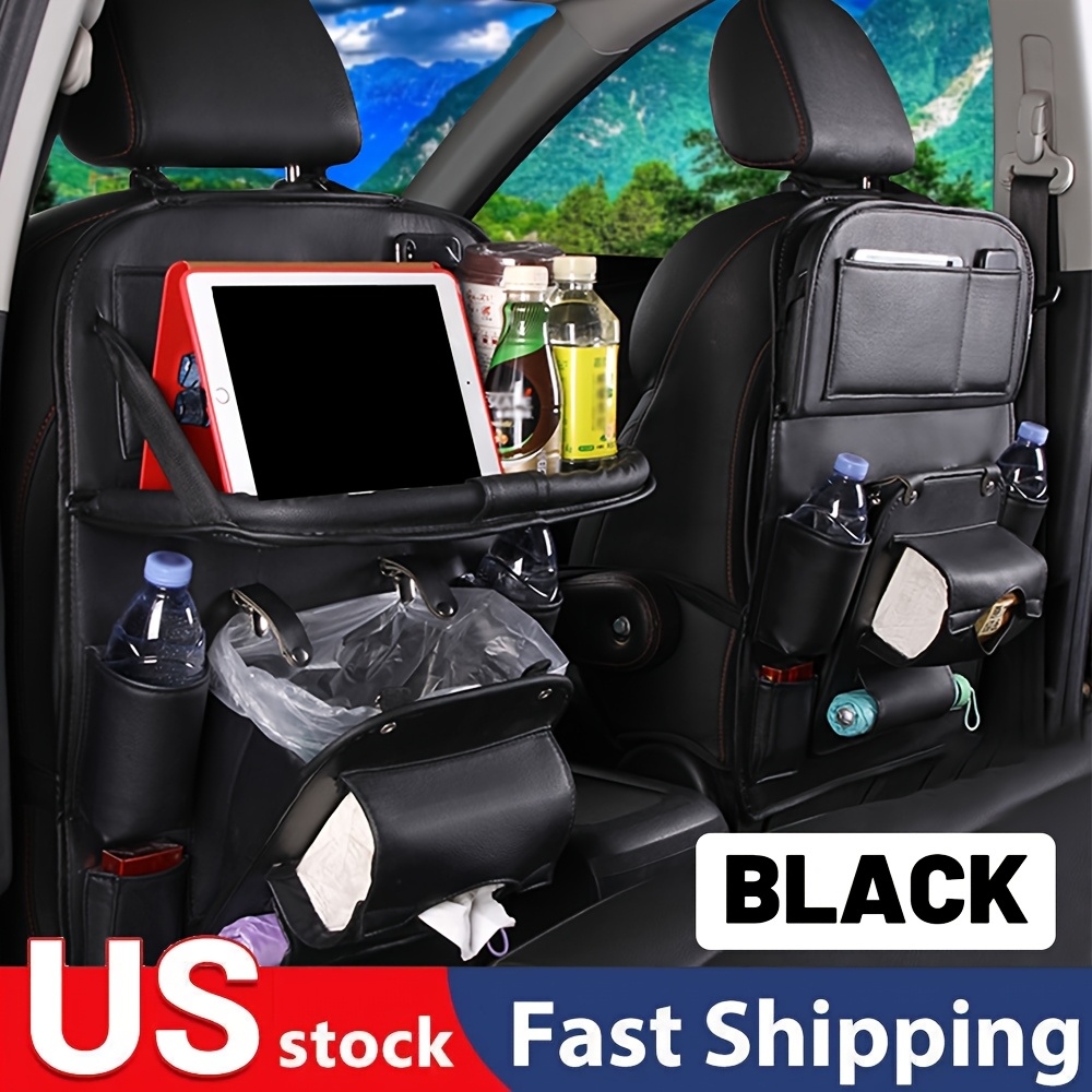  car back seat organizer with foldable tray table faux leather storage bag with 6 color options multi with tablet holder cup holders tissue holder anti kick seat protector for cars suvs and truck Product details 0