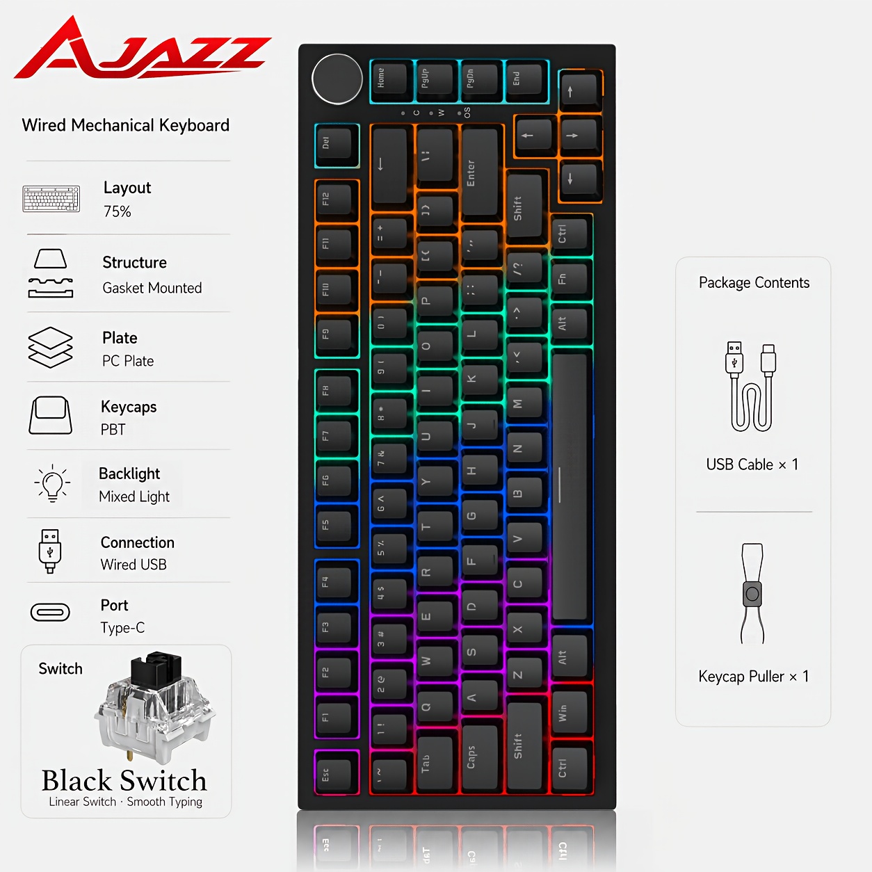 ak820 75 wired mechanical keyboard rgb single light - Temu Mauritius