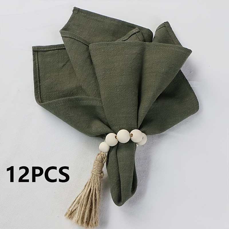 Image of 2/6/12pcs, Bamboo Pleated Dark Green Napkin Cloth