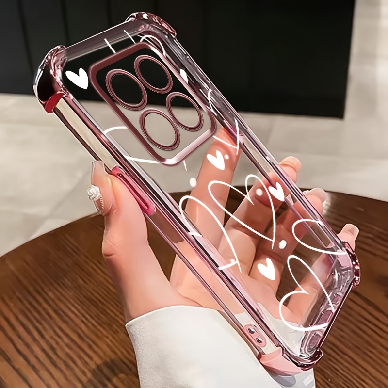 TEMU para Teléfono - Compatible con Redmi Note 15/15Pro/14/14Pro/13/13Pro/4G/5G Pro Electrochapada Anti-Caída con Diseño de Amor Pintado a