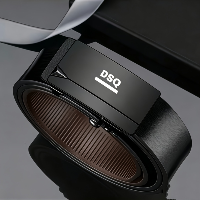 DSQ Patterned Men's Belt with Automatic Buckle Design