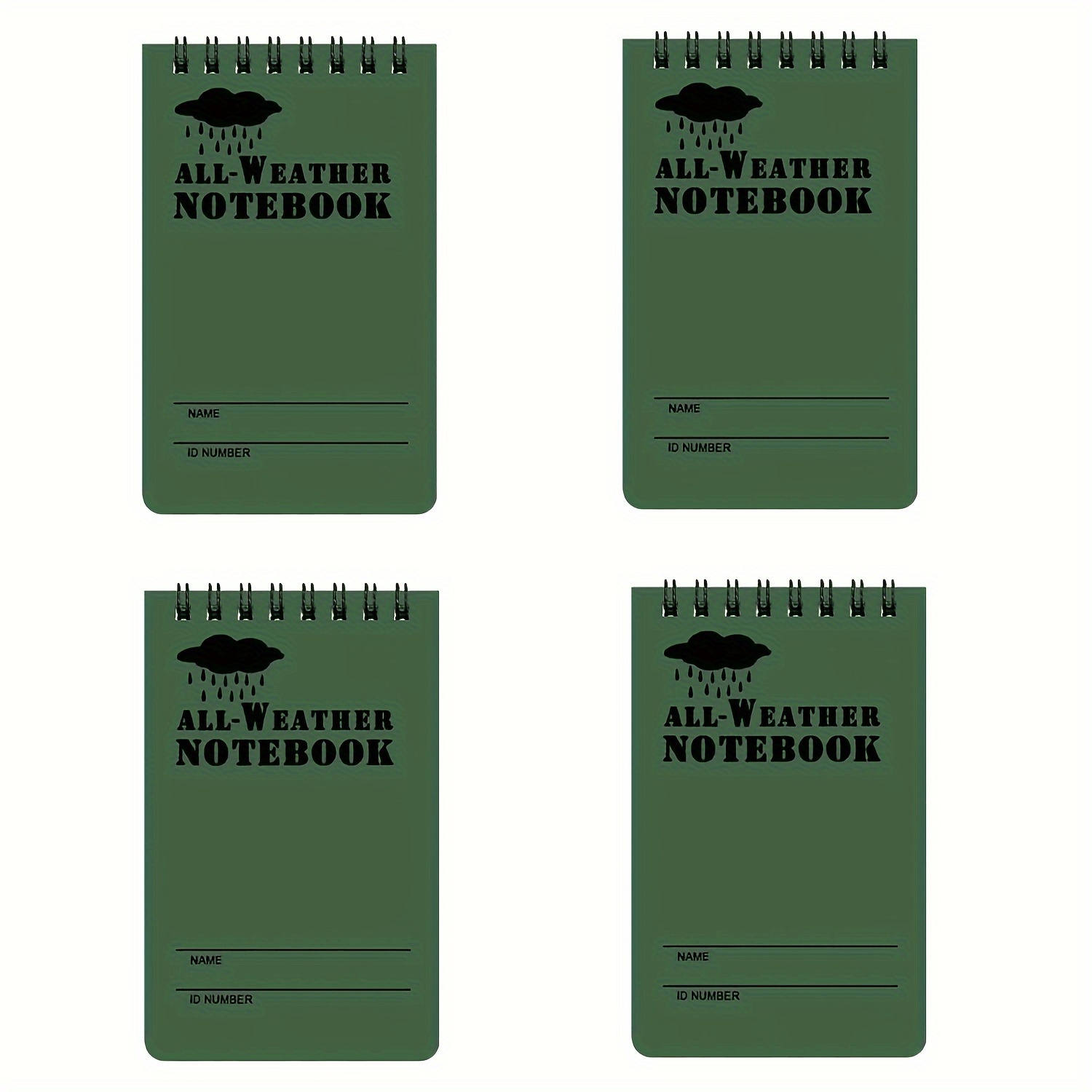 Image of A Set Of 4 Waterproof Notebooks, Top Spiral Notebooks, Camo Pocket Note Pads With Linear Pages, Weather-resistant Notebooks, And Mini Memo Strip Notebooks For Convenient Outdoor Use, Supplies