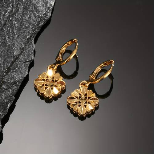 1 pair vintage golden elegant 22k golden plated copper wheat design earrings for women daily party wear jewelry summer fashion accessories mothers day gifts