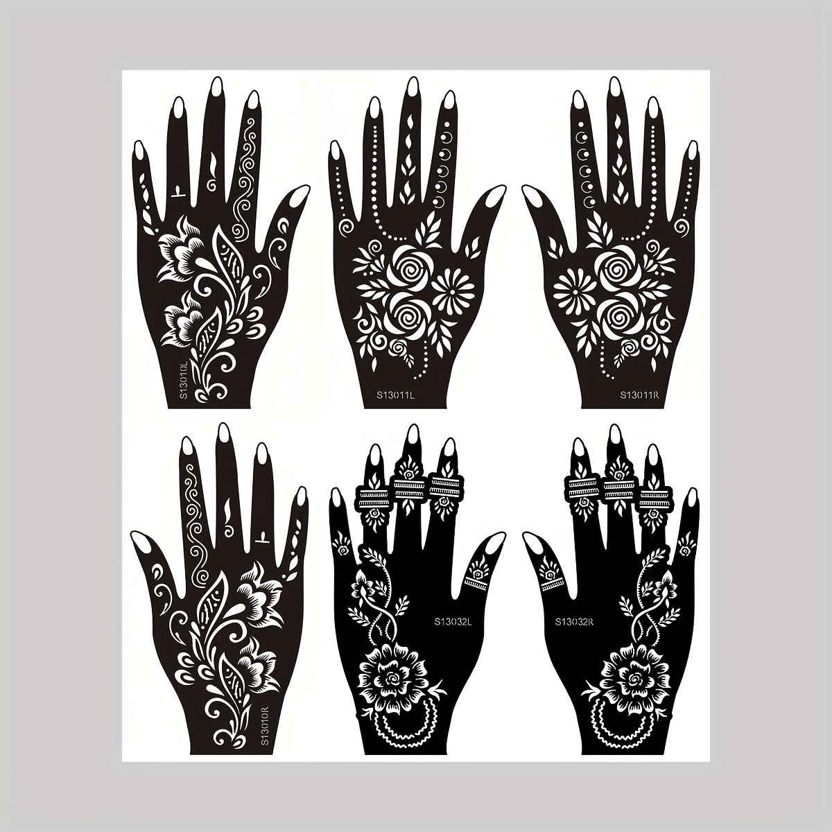 TEMU 6 Sheets Good Henna Stickers Painting Template Painting Hollow Stickers For Makeup