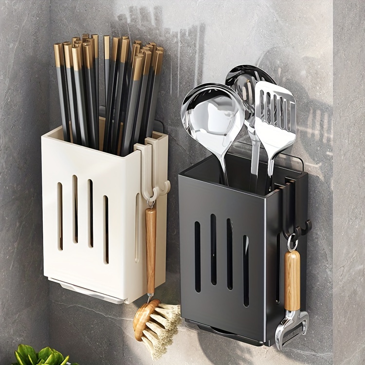 waterproof rust proof utensil holder abs material no drill   wall mounted organizer for       in 1pc or 2pcs set details 6