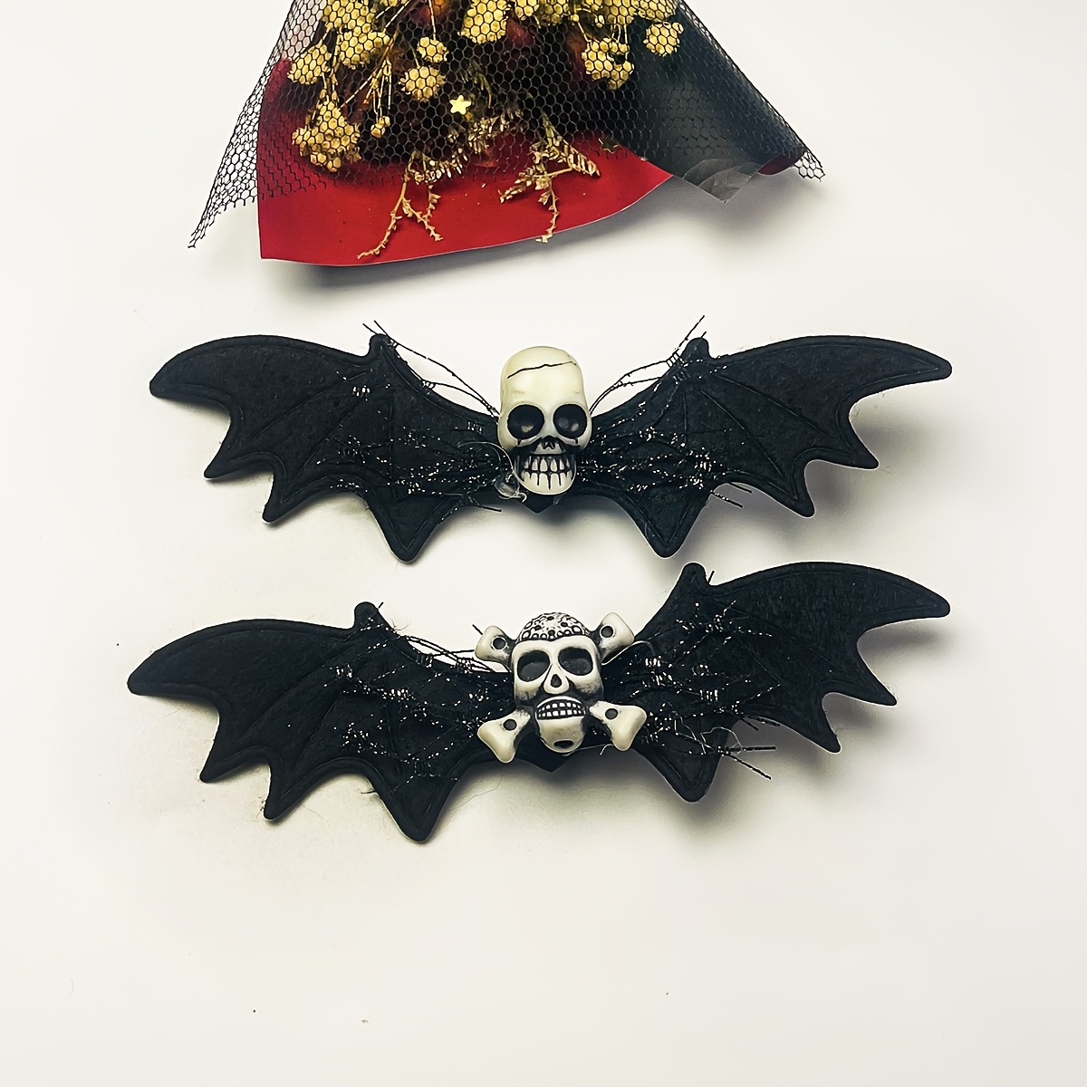 3pcs halloween vampire bat hair clips - gothic skull design  display picture 3