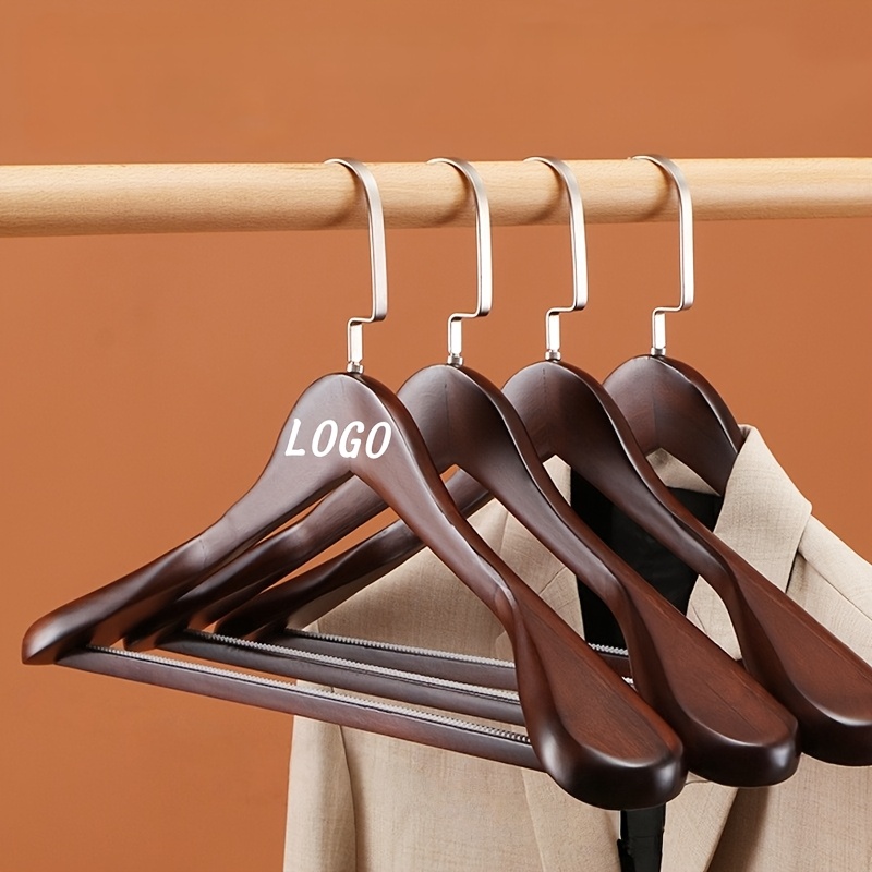 TEMU Free Custom Logo - Designed Wide-shoulder Wooden Hangers For Hotels And Clothing Stores, High-end Hangers For Suits At Home, Made Of Natural