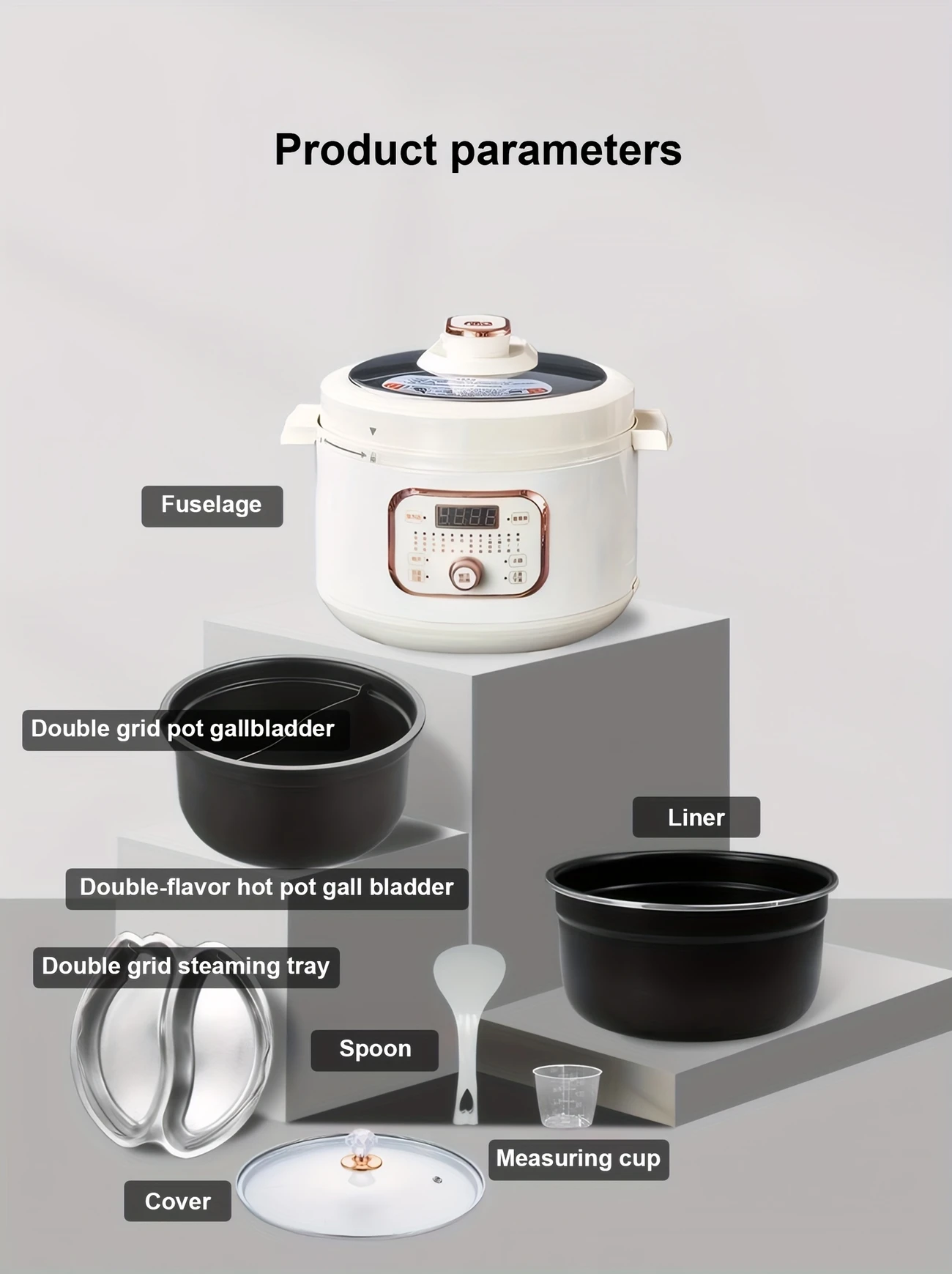 electric pressure cooker household duck double bladder pressure cooker 4 5 liter multifunctional rice cooker automatic intelligent hot pot cooking rice and soup steaming all in one details 6