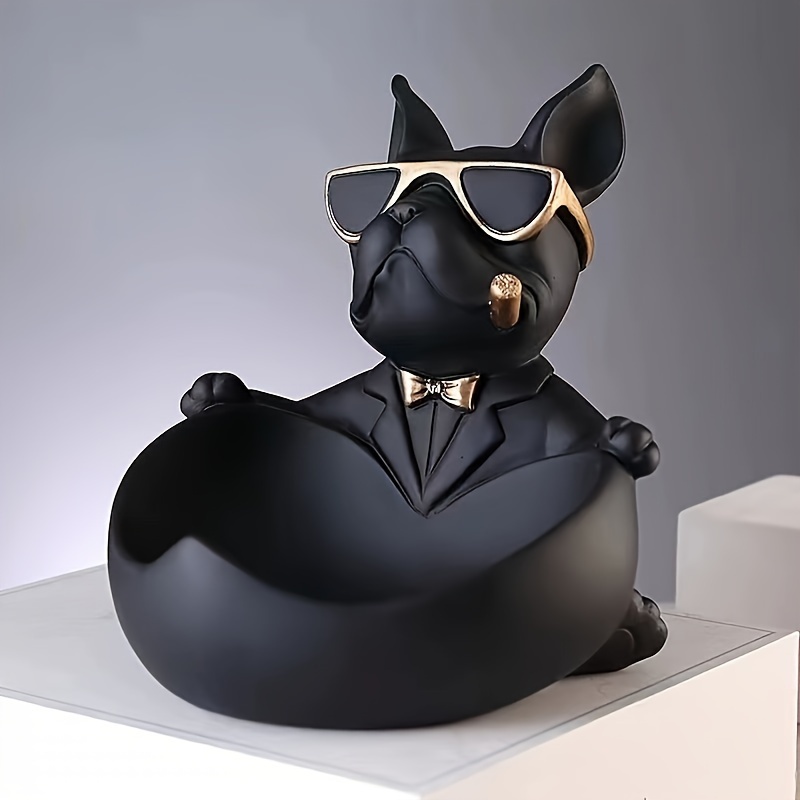 

1pc, Cool Sunglasses Bull Terrier Dog Tray, Resin Decorative Figurine, Candy Dish For Entryway, Living Room, Wedding Decor, Party, Housewarming, Gift