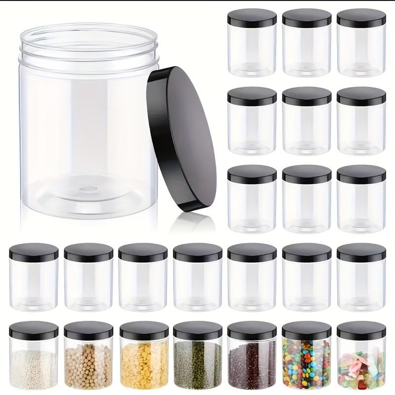 

8-pack Plastic Mason Jars With Black Lids - 8.8oz Clear Refillable Containers For Kitchen And Home Organization - Dry Food, Spices, Honey, Jam & Accessory Storage - Unscented, Leak-proof, Bpa-free