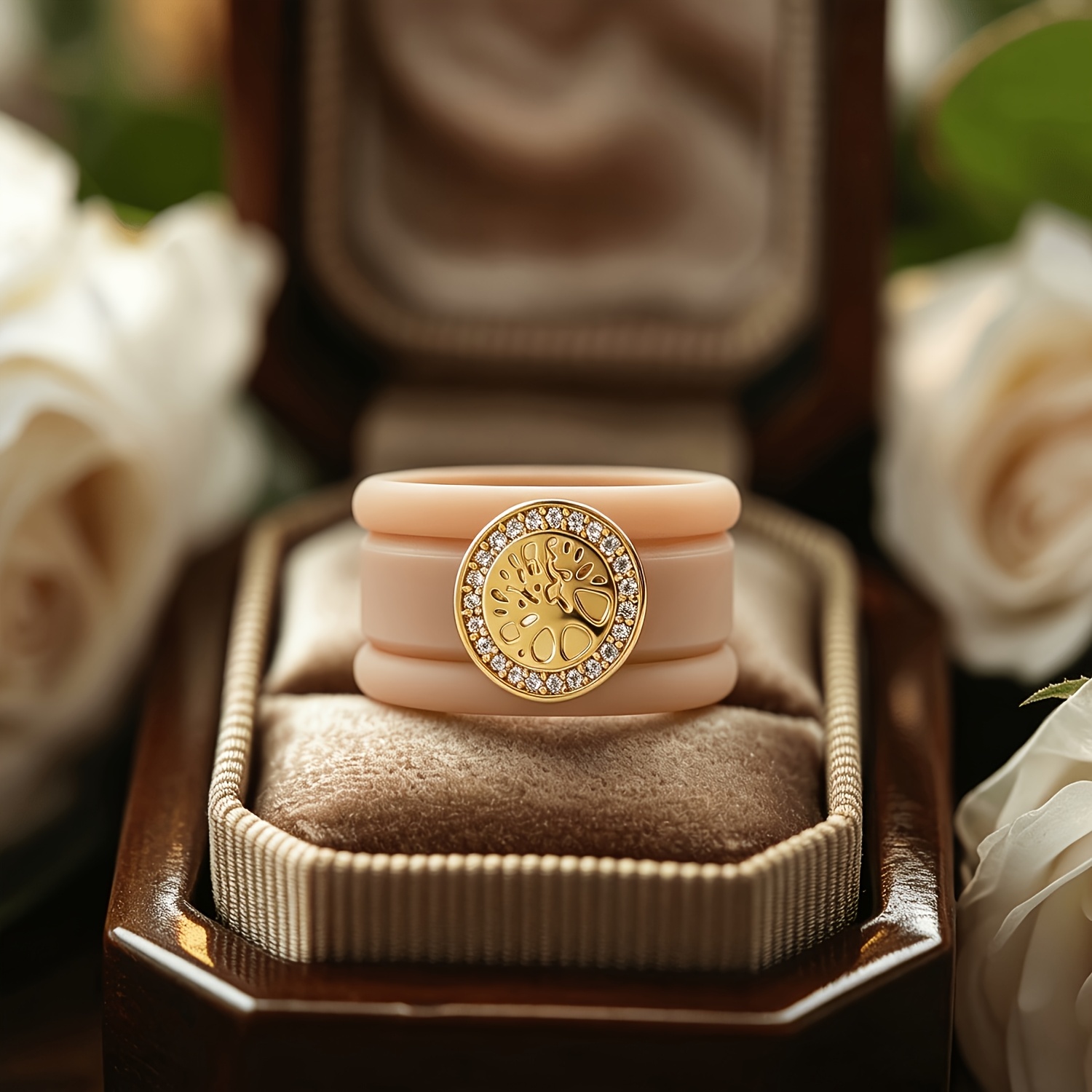3pcs 14K Golden Plated Khaki Silicone Rings Set