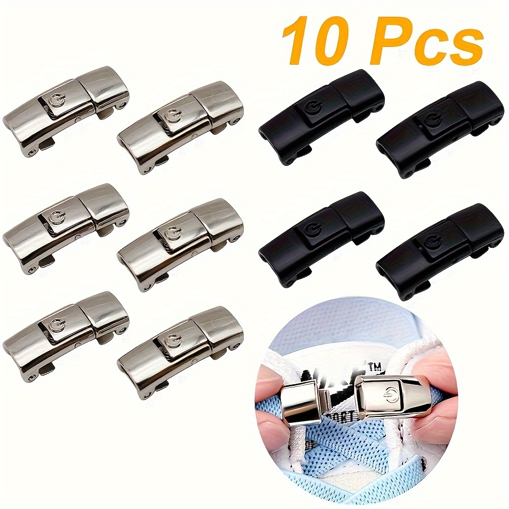 

10pcs Quick-release No-tie Shoelace Buckles, Stylish Press-on Buckle Locks, Hassle-free Shoelace Clips, Adjustable Fit For Women & Men