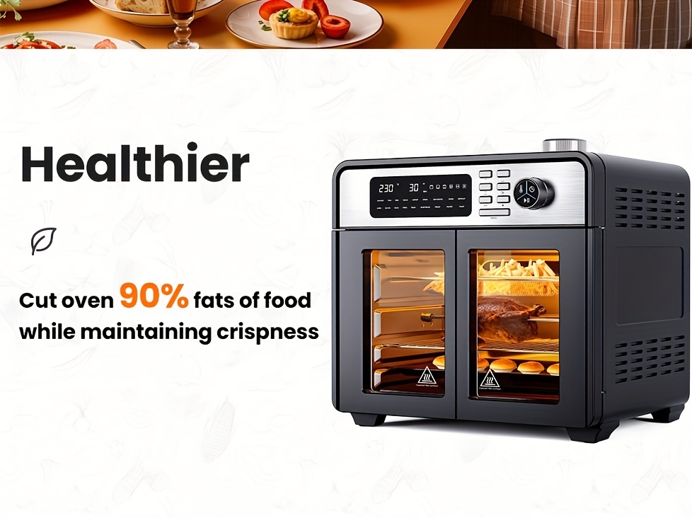 28l air fryer oven with rotisserie 18 in 1 large air fryer cook countertop convection oven   airfryer   roast pizza bake grill toast dehydrate 1700w full accessory details 1