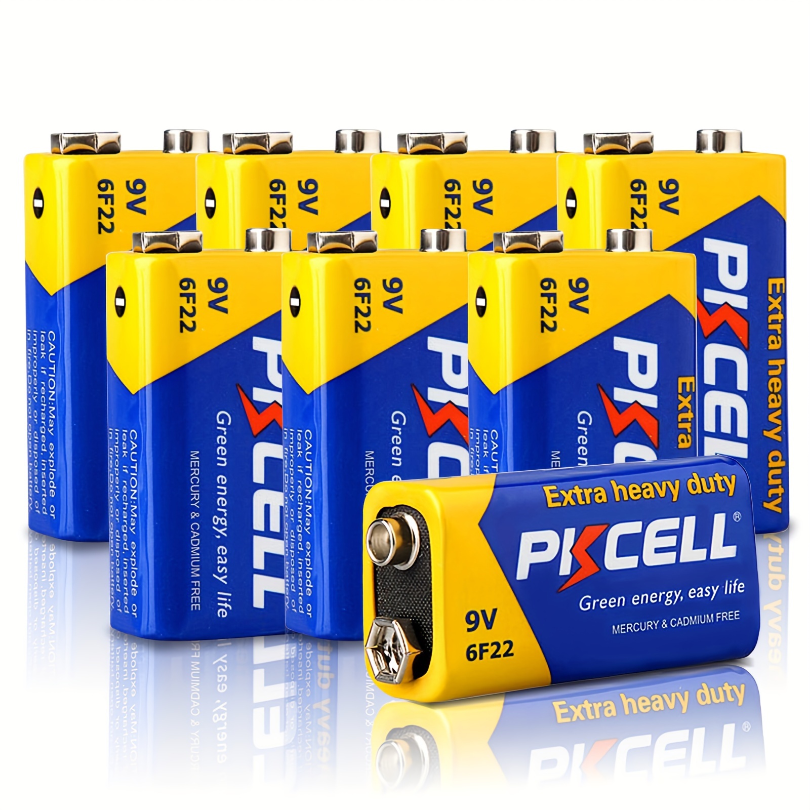 

Pkcell 9volt Battery, 8/24/50 Count 6f22, All-purpose Carbon 9v Battery For Smoke Detector And Household And Office Devices, With Long-, 10-year