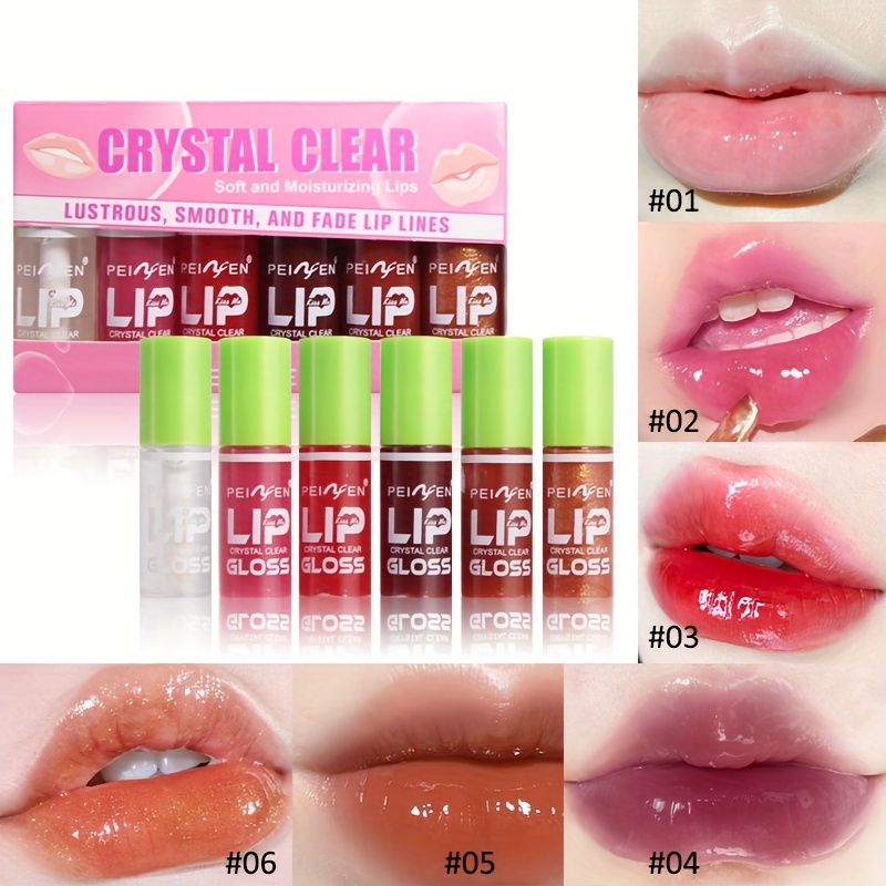 6pcs Set MINI Lip Oil, Clear Moisturizing Lip Oil in 6 Colors, Shiny Transparent Adult Lip Oil