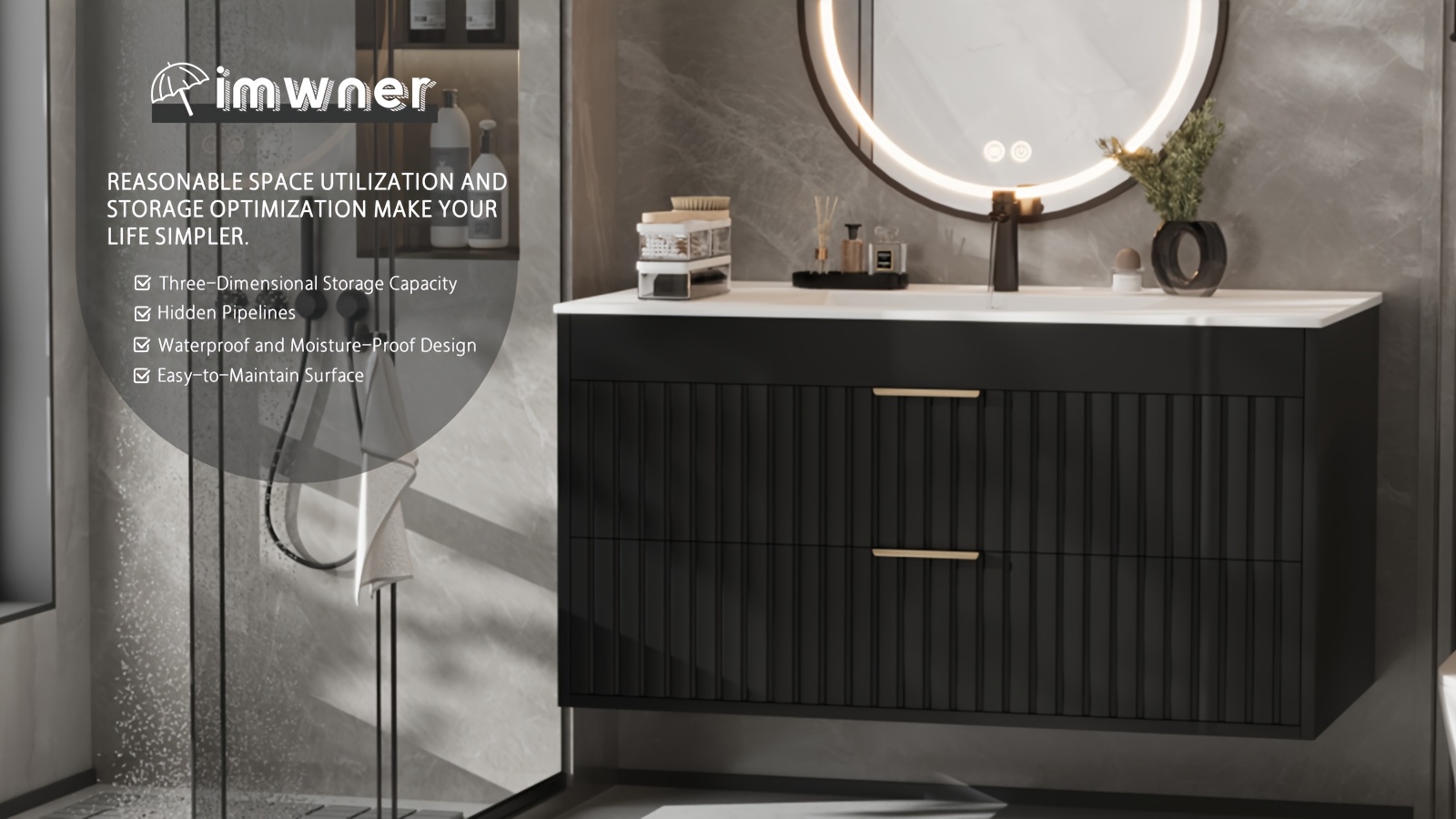 Wall Mounted Floating Bathroom Vanity - Modern Storage Cabinet with Ceramic Sink 20 Wall Mounted Floating Bathroom Vanity Setup