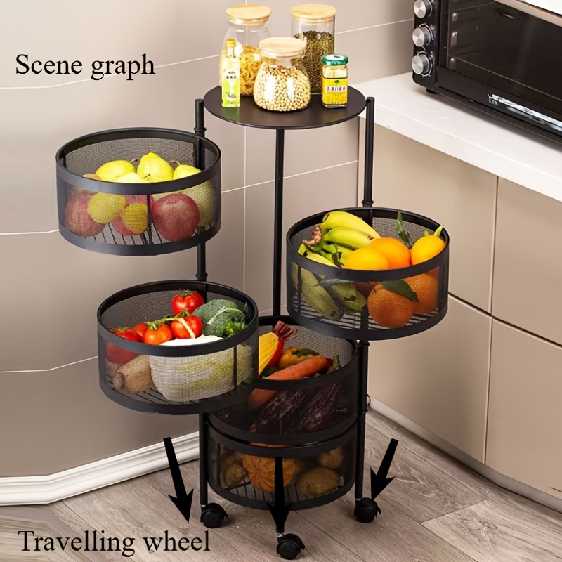 

Kitchen Rotating Storage Rack Free Installation Kitchen Bedroom Snack Rack Removable Carbon Steel Folding Storage Rack