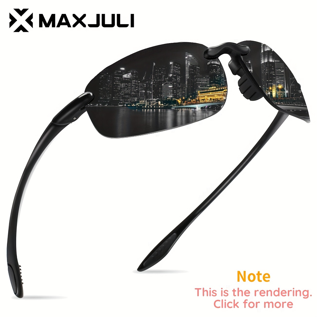 

Maxjuli Sports Sunglasses For Men And Women Tr90 Rimless Frame For Casual Running, Fishing, Baseball, Hiking, Driving Mj8001