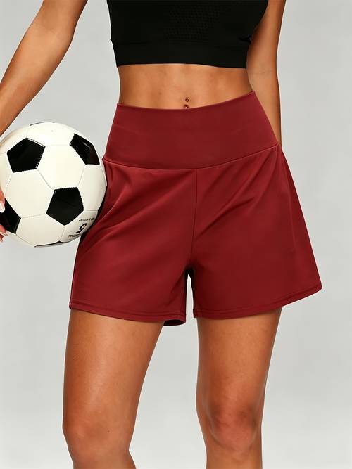 high stretch high waisted nylon sports shorts with anti built in pockets yoga fitness three quarter pants versatile casual pants for dai