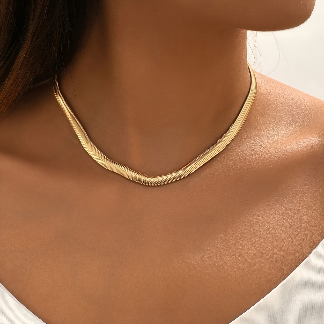 Image of 1pc Of Fashionable, Simple, And Sexy Wide-band Soft Snake Chain, A Versatile Women' Party Collarbone Necklace