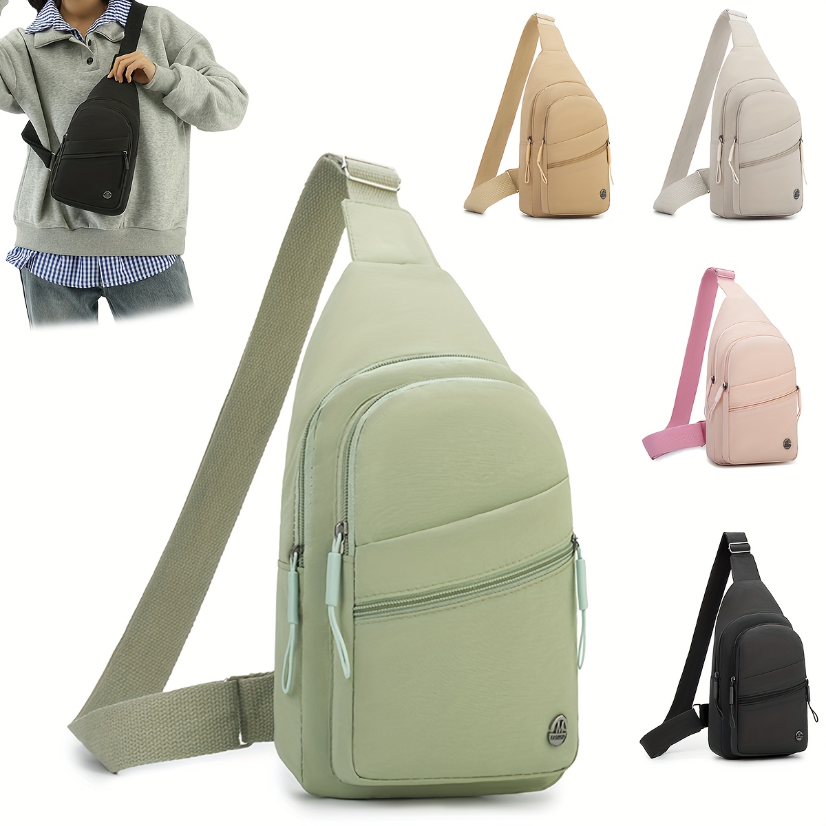 fashion casual crossbody bag shoulder bag chest bag men and women interior dark zipper   head color random suitable for leisure shopping business   outdoor street   holiday gifts