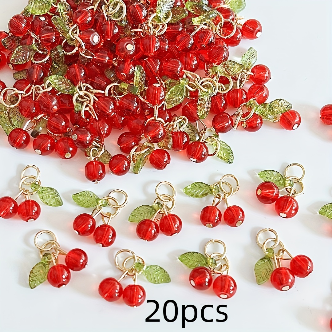 TEMU Pendant Fruit Charms, Red Bead Jewelry Accessories For Diy Necklaces, , Bracelets, , Craft Supplies