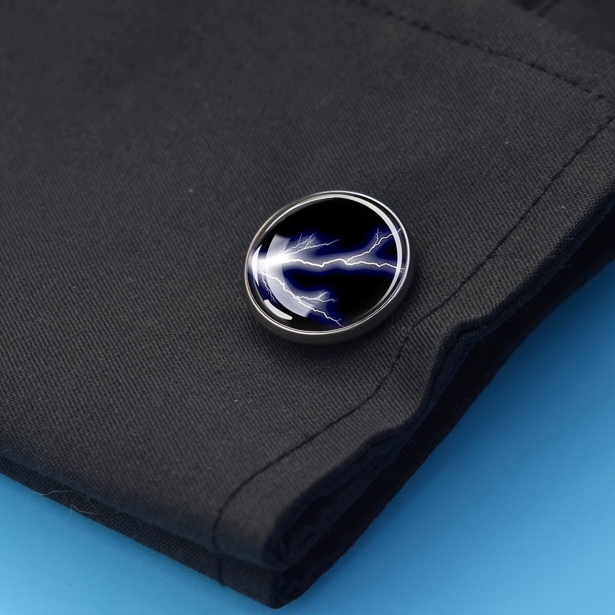 Lightning Storm Design Cufflinks, Elegant Men's Jewelry Gift