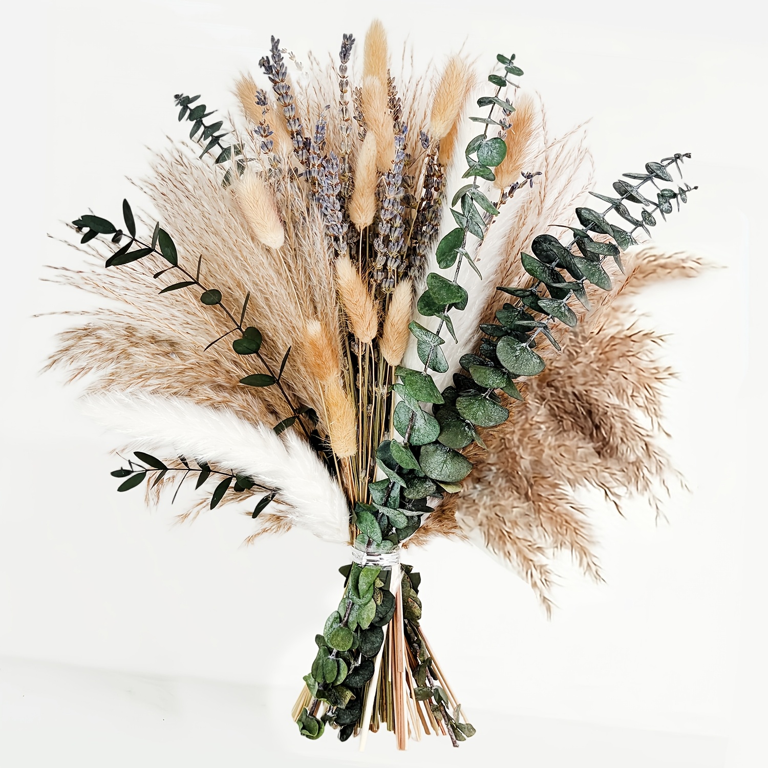 TEMU 97pcs Of Boho Pampas Grass Decor Decorative Swags, Dried Pampas, Bunny Tails Dried Flowers, Perfect For Weddings, Boho Party Decorations, And