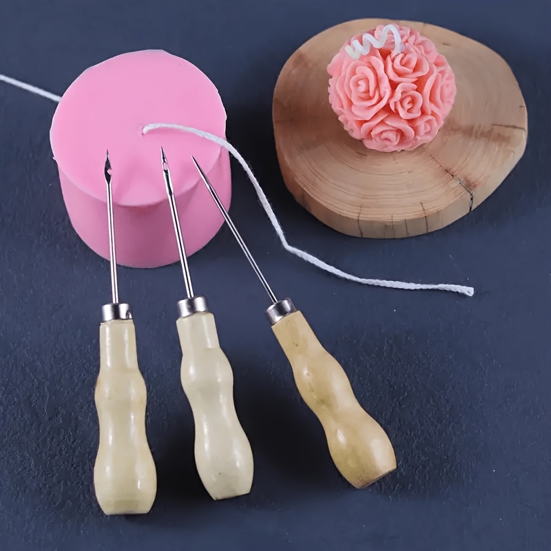 

3pcs Candle Making Kit: Multifunctional Punching Needles & Crochet Hooks - Ideal For Silicone Molds, Shoe Repair & Leather Crafts