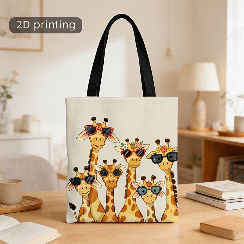 TEMU Borsa a tracolla con stampa e cinghia - Borsa tote unisex adatta per gli spostamenti quotidiani, lavabile in lavatrice, multicolore e occhiali