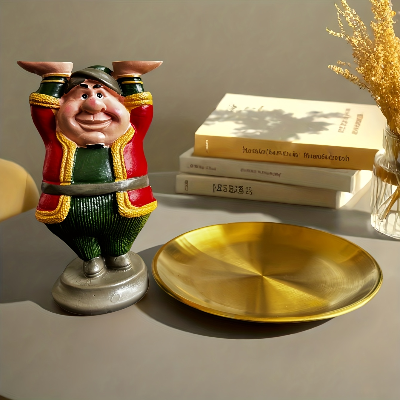 1pc islamic muslim resin miniature house shaped decorative tray with arabic dutch style traditional green golden miniature house suitable for eid al fitr ramadan christmas easter decorations cultural gift statue islamic decor non food Product details 0