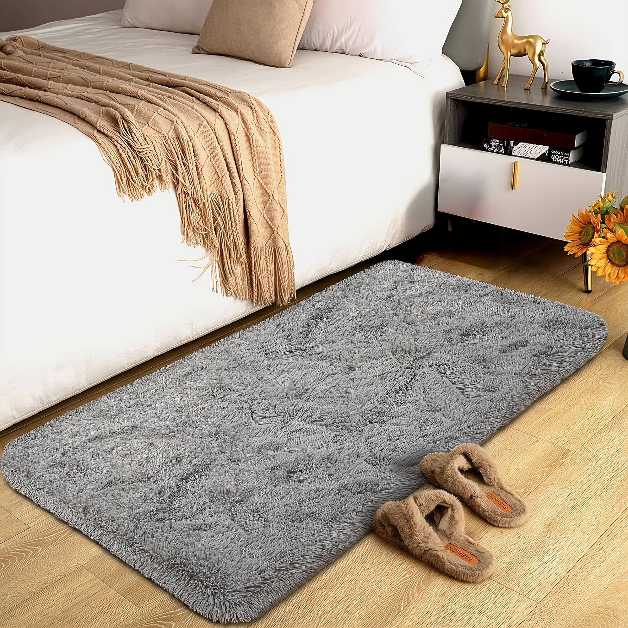 TEMU 1pc | Rectangular Soft Plush Rug | Nordic Style, | Soft With Texture | High-density Plush, Thickened Backing | 23.62" .24" | High-quality