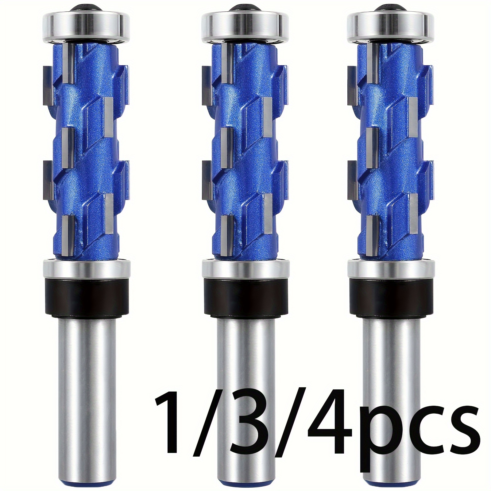 

1/3/4 Pcs 1/2inch Shank Flush Trim Router Bit Steel Flush Trimming Bit Sturdy Double Bearing Spiral Trimming Tool Woodworking Milling Cutter Tool For