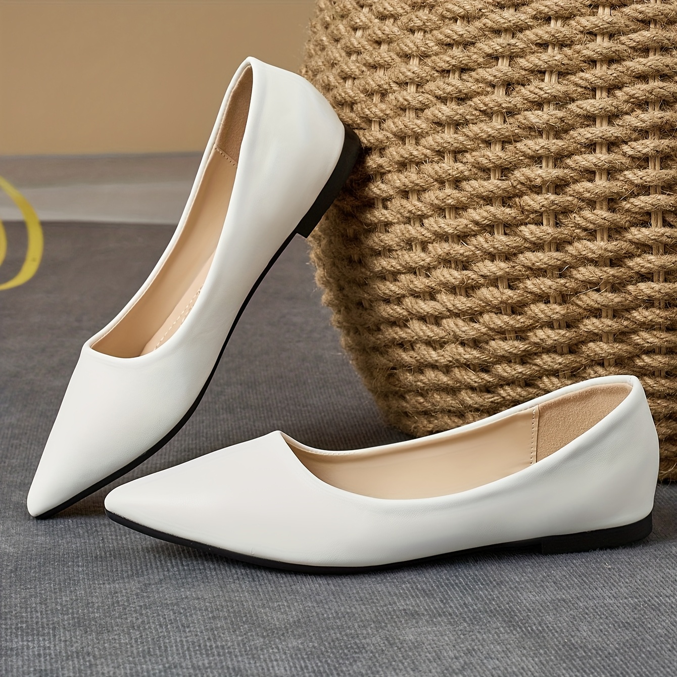 1 pair womens french retro good looking white pointed toe - Temu Poland