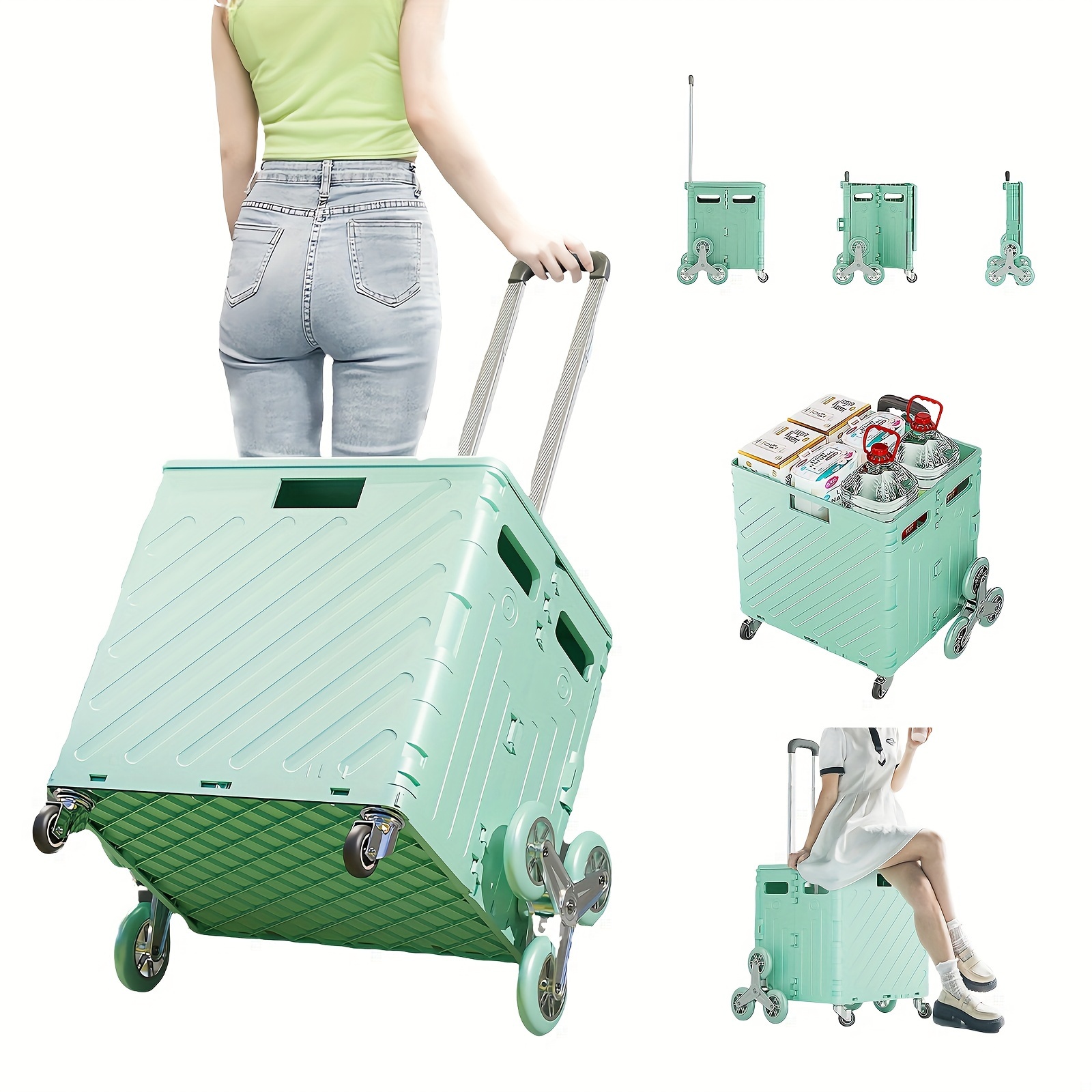 

75l Wheeled Grocery Box For Files Shopping Portable Box , &