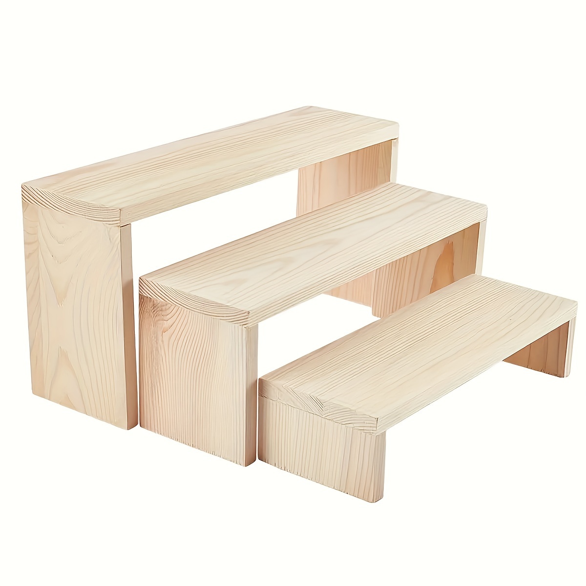 

3- Wooden Shelves Set, , No Required, For Displaying Cakes, , Jewelry, , Diy Crafts, Collectibles, For Countertops, Organizer