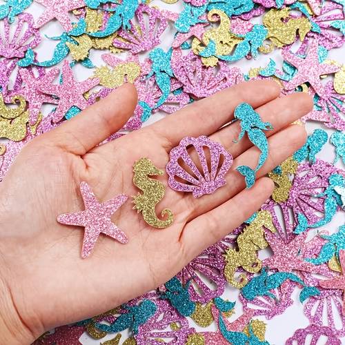 80pcs mermaid confetti for table sea animal confetti for girls mermaid birthday party supplies shower decorations
