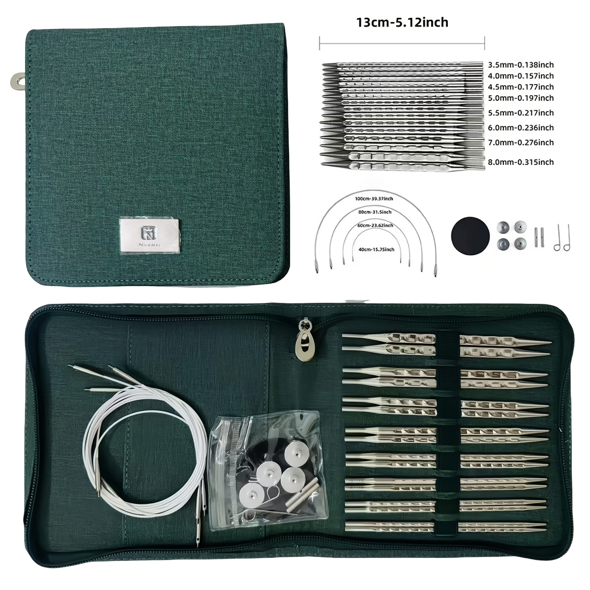 Handmade Knitting Tool 304 Stainless Steel Polished Wave Pattern Cubic Sweater Needles, Detachable Interchangeable Circular And Straight Needle Set