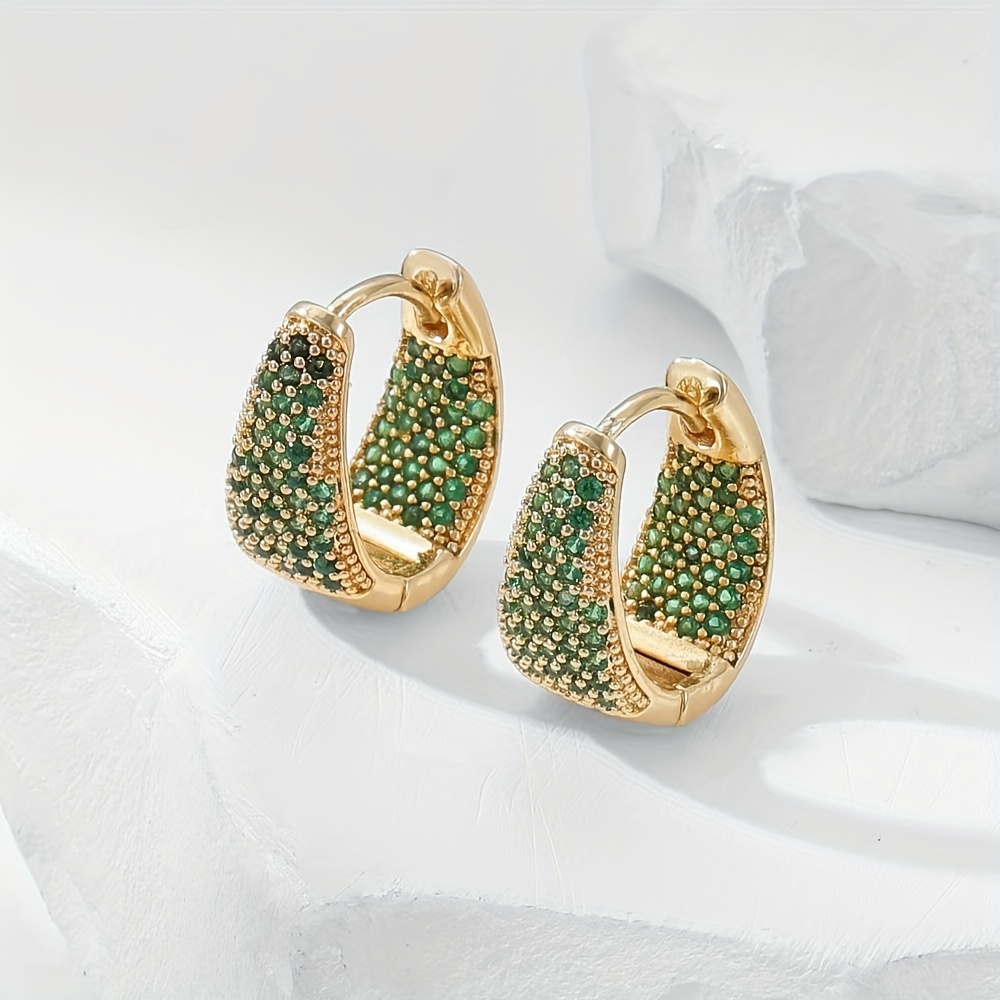 Image of New Earrings For 2025, Set With Colorful Synthetic Zirconia Earrings, Cute, Compact, Fashionable And Exquisite Golden Earrings, Suitable For Women' And Outdoor Wear