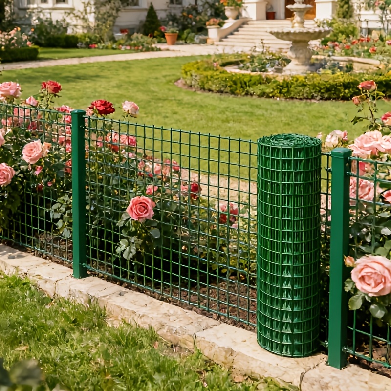 TEMU Rete zincata verde rivestita in PVC, materiale a rotolo per recinzione durevole e antiruggine, adatta per pollai, giardini, fattorie, protezione