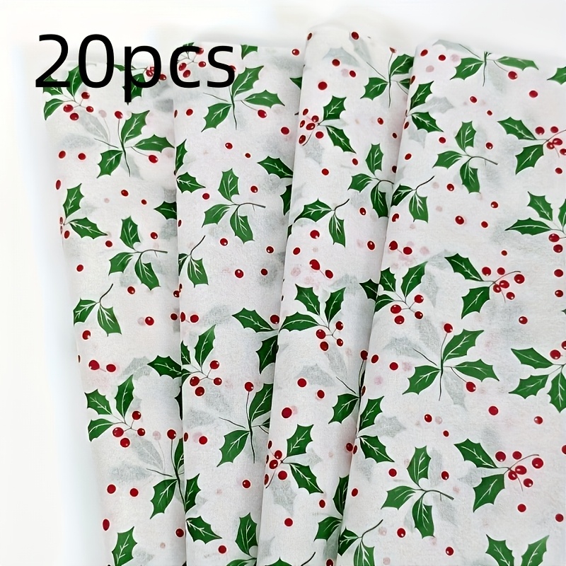 TEMU Carta da regalo natalizia con , rosse innevata, 20 fogli, fogliame verde con rossi, carta da regalo con bouquet di fiori natalizi, per scatole