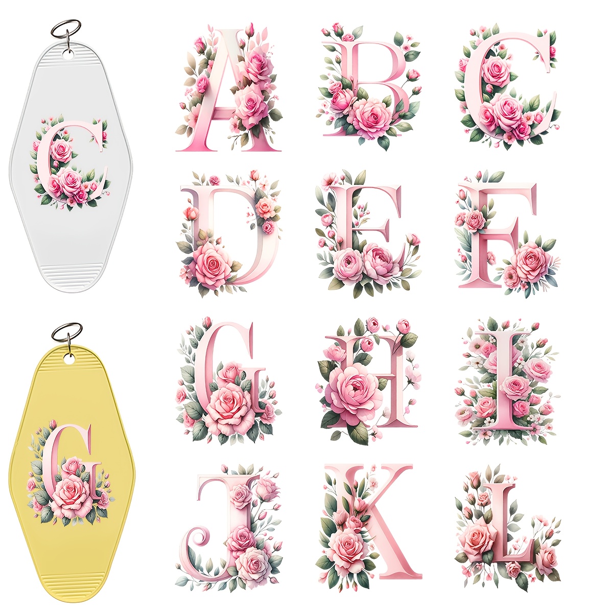 TEMU 72pcs Of Keychain Transfer Paper - Vibrant, Waterproof Uv Dtf Transfer Featuring And Floral Patterns, Suitable For Crafts, Keychain Additions,