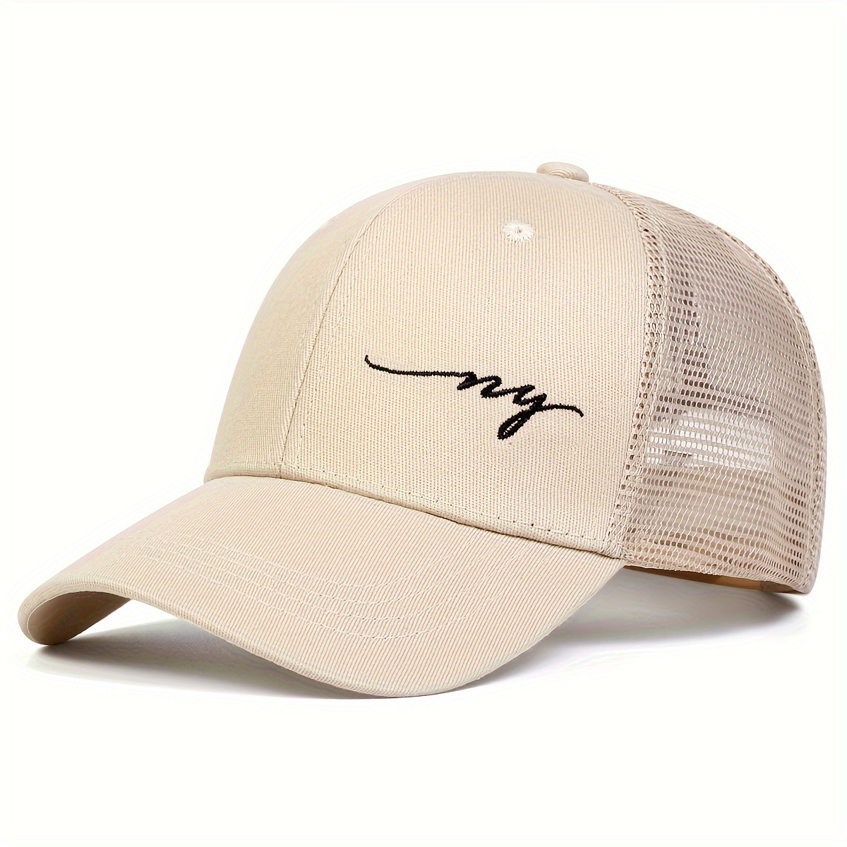 Image of 1 Men's Ny Letter Baseball Cap, Outdoor Sports Mesh Hat, Adjustable Hat, Suitable For Spring And Autumn , Travel, Beach Parties