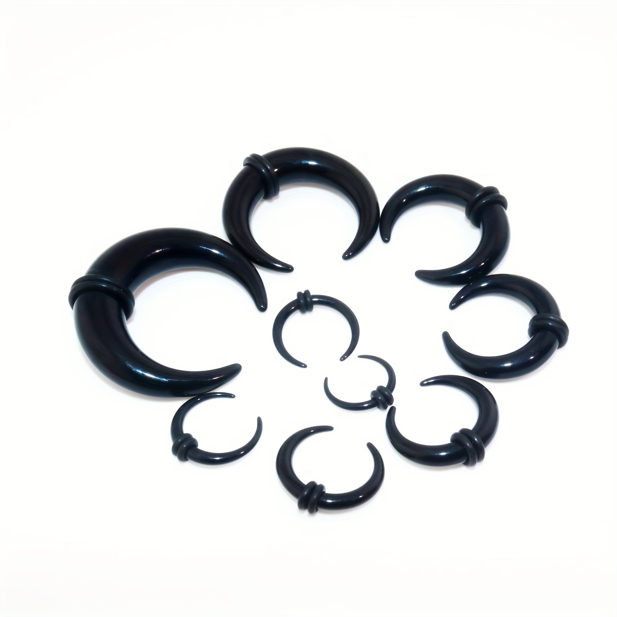 TEMU 9pcs Ear Stretching Set, Candy-colored Horn Design, Hypoallergenic Acrylic Material, 9 Sizes Your Ear Stretching Needs, Western-style Fashion