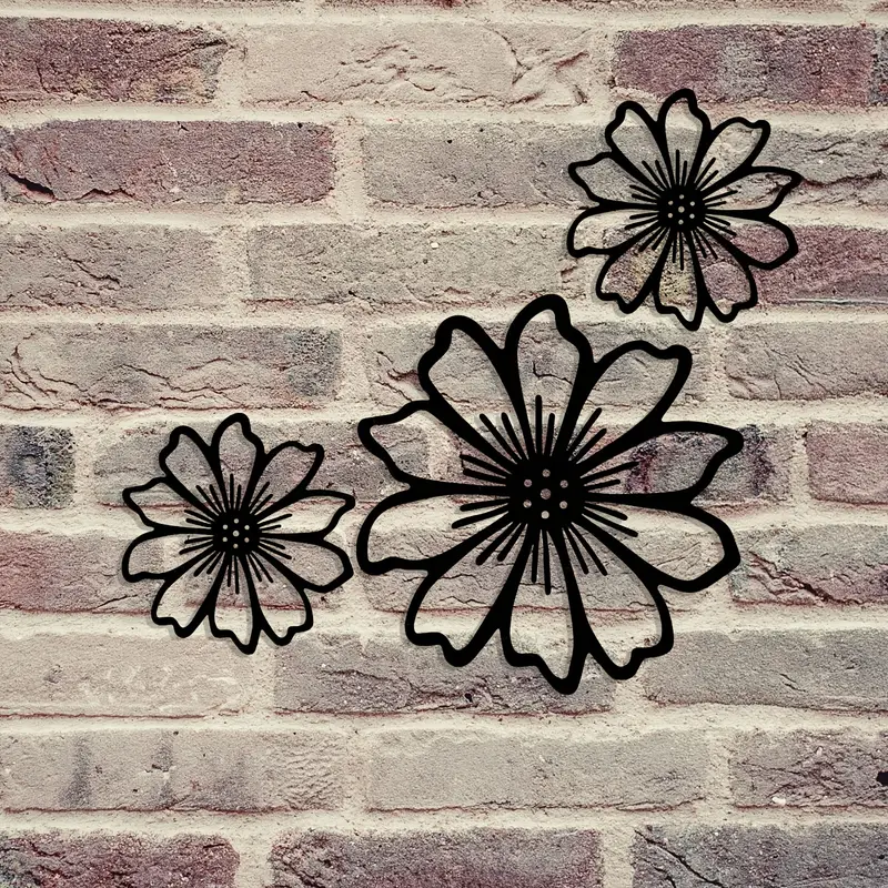 3er/6er set metall blumen wanddeko outdoor blumengarten