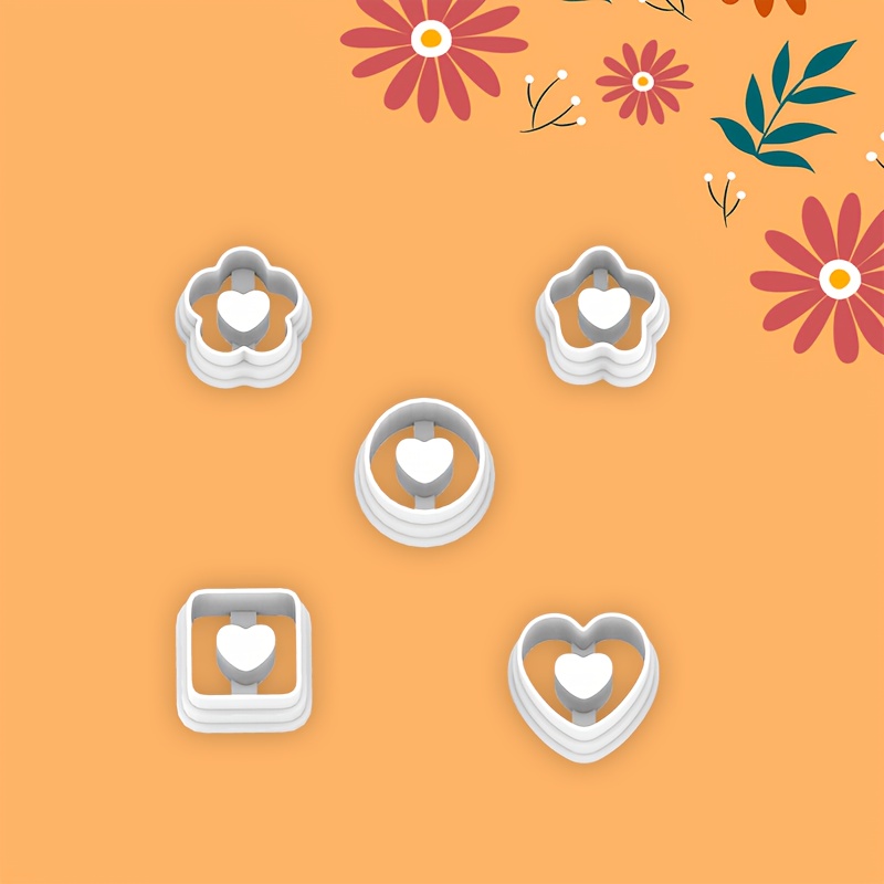 TEMU Juego de 5 cortadores de arcilla para joyería con diseño de corazones y estrellas, material especial de resina de poliéster, cortador de arcilla