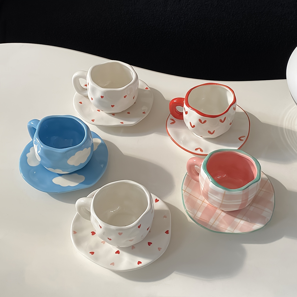 1pc handcrafted irregular ceramic coffee cup saucer creative - Temu