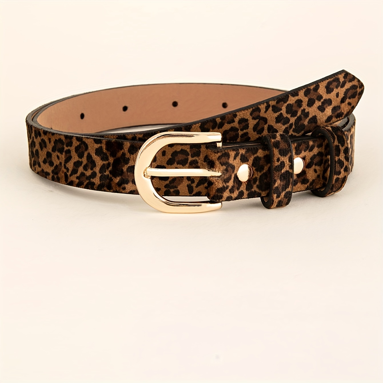 

1pc Metal Buckle Leopard Thin Belt Classic Fashionable Versatile Waist Belts Jeans Pants Accessories For Women