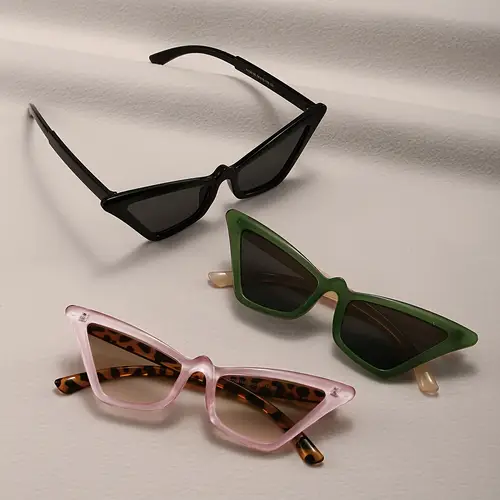 3pcs womens cat eye glasses korean fashion vintage style multicolor frames black green pink with tortoiseshell polycarbonate frame metal hinge decorative eyewear for casual formal outfits vintageinspired design durable frames